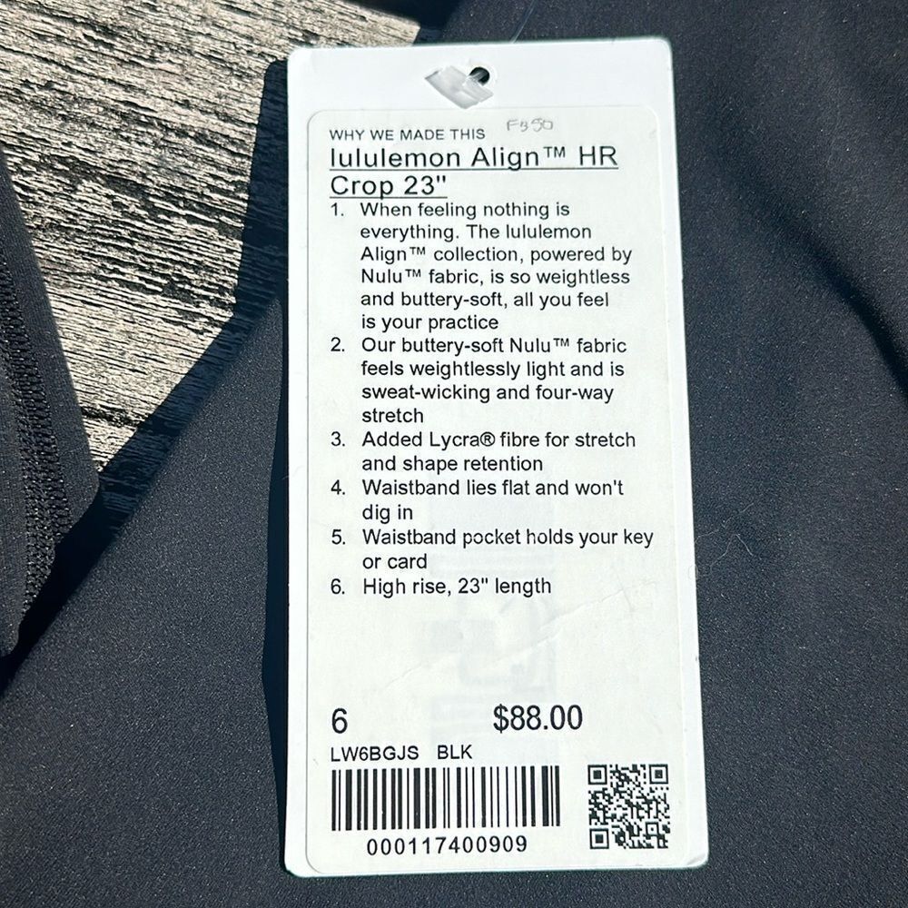 Lululemon Align Crop 23" women’s size 6 NWT Black 🖤 leggings - Picture 3 of 6